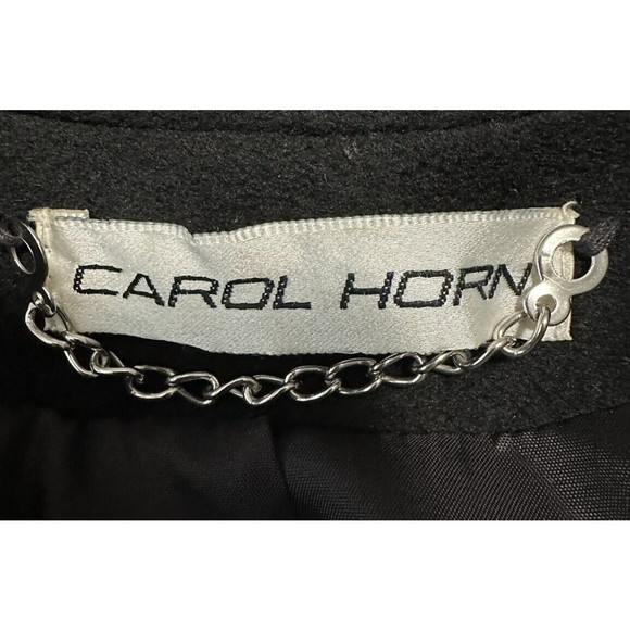 CAROL HORN VTG 100% Wool Black OverCoat Shawl Collar Lined Long Jacket Sz 10 EUC - Picture 7 of 8